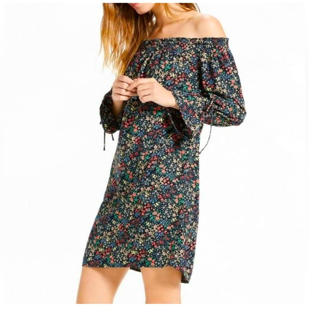 Lucky Brand Womens Off Shoulder Ditsy Dress Small